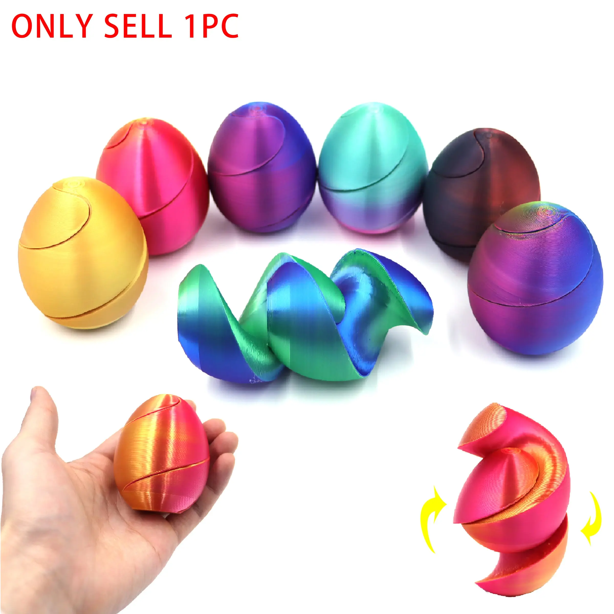 3D Printed Easter Spiral Egg Model, Fun Impossible Tunnel Design, Perfect Home Decor, Desktop Ornament, Memorial Gift, Mini Illusion Sculpture
