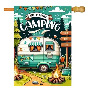 Camping Enthusiast Garden Flag 28x40 Inch, Double-Sided Vibrant Designs for Holiday & Courtyard Decoration, Outdoor Lawn Decorations Only Flags, Garden Accessories