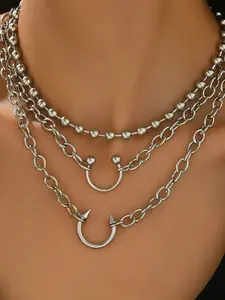 Punk Style Multi-Layer Pendant Necklace, Unique Hip-Hop Fashion Jewelry, Trendy European and American Accessories, Bold Personality Design, Trendy Charm Necklaces