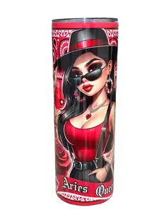 Chicana Aries Queen Zodiac - Mar 21st - Apr 19th - 20oz oz 20 oz. 20oz. - Skinny Straight Sublimation Tumbler - Amy's Tumbler Junkies!