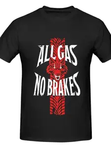 Big & Tall Mens Vintage Patriotic Graphic T-Shirt  Premium   Crew Neck Tee with ALL GAS NO BRAKES Design, Loose Fit Casual Shirt for Summer, Outdoor & Sports