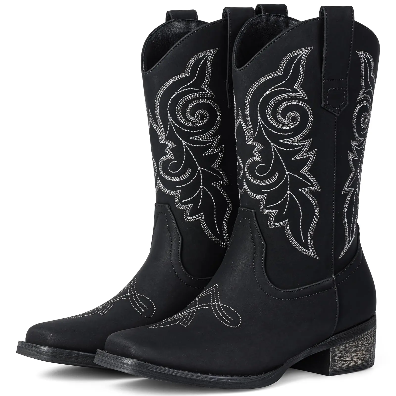 Women's Western Cowboy Boots - Mid Calf, Square Toe, Classic Retro Embroidery Shoes, PU Upper Balances Softness and Style, Cowboy Aesthetic Footwear for Rodeo, Daily Wear | New Arrivals
