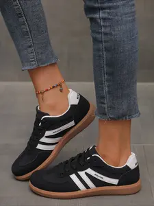 Women's Walking Comfort Shoes, PU Leather Upper, Rubber Sole, Casual Style, Less Than Ankle Height, All Seasons Wear, Trendy Walking Shoes