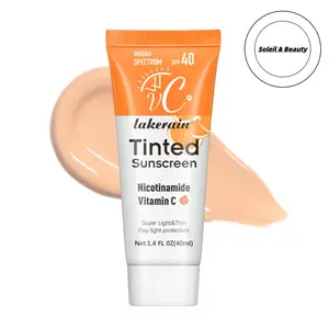[Soleil & Beauty]Lightweight Sunscreen for Daily,Lightweight Facial Sunscreen with Vitamin C and Vitamin E, for All Skin Type (40ml), Bronze，Gift，Waterproof - Sweatproof