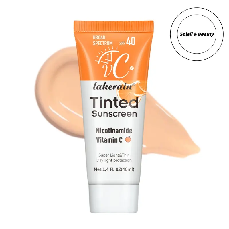 [Soleil & Beauty]Lightweight Sunscreen for Daily,Lightweight Facial Sunscreen with Vitamin C and Vitamin E, for All Skin Type (40ml), Bronze，Gift，Waterproof - Sweatproof
