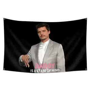 1pc, DADDY is A State of Mind Flag Banner, Pedro Pascal, 3x5ft (90*150cm), 4 Grommets, Single-Sided Printing, for Indoor, Outdoor, Activities, Dorm, Yard, Home, Garden, Bedroom, Man Cave, Party, Decoration