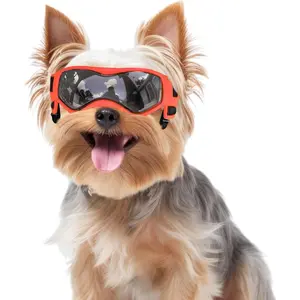 Dog Goggles Small Breed, Dog Sunglasses Small Breed Dog Eye Sun Light Protection, UV Protection Goggles for Dog with Adjustable Straps, Small Orange Masks