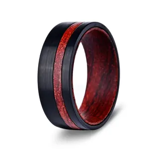 Tungsten Rose Wood Ring |The Pursuer |GentleBands| Handmade Item, 8Mm Width, Comfort Fit, Scratch Resistant | Men'S Wedding Bands
