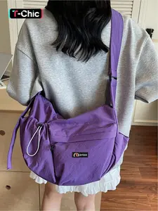 Japanese ins simple and lightweight purple and orange dumpling bag, leisure travel fitness crossbody bag, college students' fashionable commuting versatile shoulder bag, zipper closure, multiple colors optiona office workers commu, Casual crossbody bag