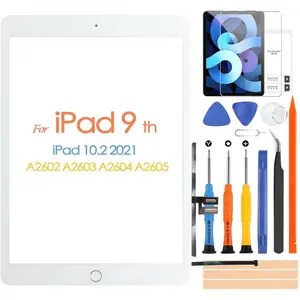 for iPad 9 2021 Screen Replacement, Touch Screen for iPad 9th Gen 10.2 inch A2602 A2603 A2604 A2605 Digiziter Touchscreen Glass Panel with Home Button & Repair Tools (Not LCD)