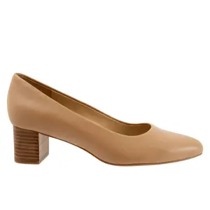 Trotters Kari T1856-145 Womens Beige Narrow Leather Pumps Heels Shoes