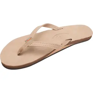 Women's Rainbow Sandals Single-Layer Leather Narrow-Strap Footwear, Women's Flip Flops