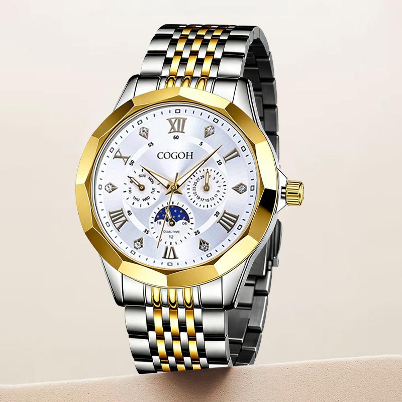 【Valentine’s Gift for Husband】new multifunctional luxury Moon Phase Master Men's Watch, equipped with original Swiss movement,  mechanical style, sapphire crystal, stainless steel strap, and luminous waterproof design.