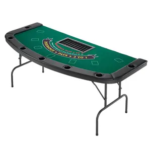 Father's Day Gift VEVOR 72 in Semi-oval Folding Poker Table Foldable 7 Player Casino Texas Holdem Table