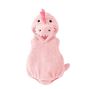 Baby Boy Girl Dinosaur Costume Cute Sleeveless Romper with Hat Newborn Infant Halloween Cosplay Clothes