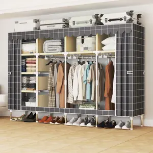 Heavy Duty Wardrobe Portable Closet Organizer Metal Hangers for Hanging Clothes, Easy to Assemble, Stronger Load-bearing Capacity, Detachable Design, Freestanding Bedroom Wardrobe.