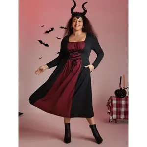 BLOOMCHIC Plus Size Stretch Knit Midi Dress with Adjustable Tie and Ruffle Trim [M–6X], 2026 Summer Vibes