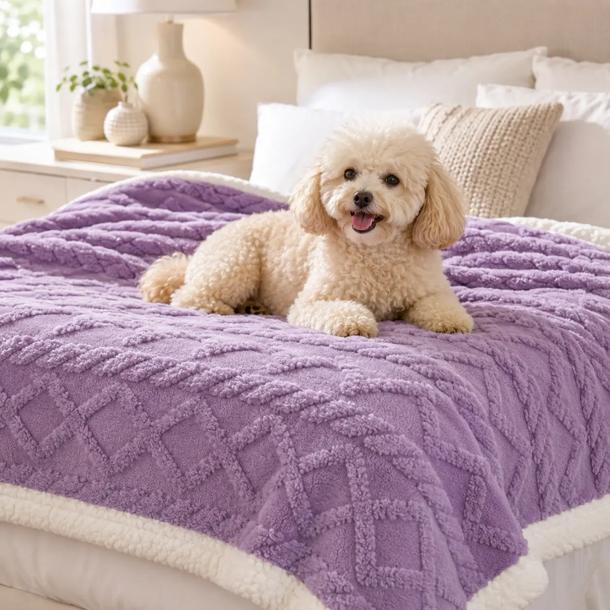 Plush Pet Blanket for Dogs & Cats, Soft Textured Fleece with Sherpa Reverse, Cozy Throw for Bed, Sofa, Crate & Travel
