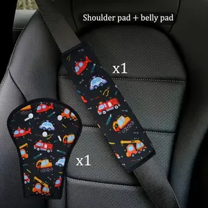 Car Interior Seat Safety Shoulder and Abdominal Protection Set, Polyester Material, Seat Belt Fixer, Suitable for All Car Models