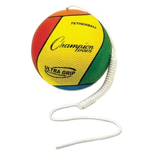 Champion Sport VTBS Ultra Grip Tether Ball- 5'' Diameter- Laminated Rubber- Yellow/Green/Blue/Red