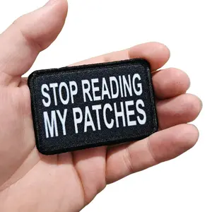 stop reading my patches meme 2"x3" morale patch with hook and loop backing green