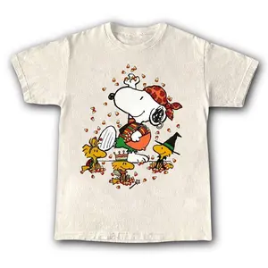 Vintage Retro Fall T-Shirt- Sweatshirt - Hoodie with Snooopy and Woodstock Design, Halloween Graphic Tee for Men - Cotton, Fabric