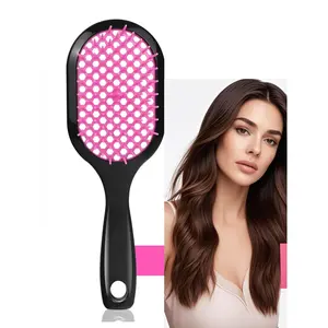 Wet Brush Detangler Design Glides Through Dry Damaged Hair Women Men Curl Defining Carbon Fiber Heat Resistant Comb Detangling Hairbrush with Raspberry Bristle Styling Brush for Curly Hair wavy thermal brush dandruff remover comb curl defining brush  Pink