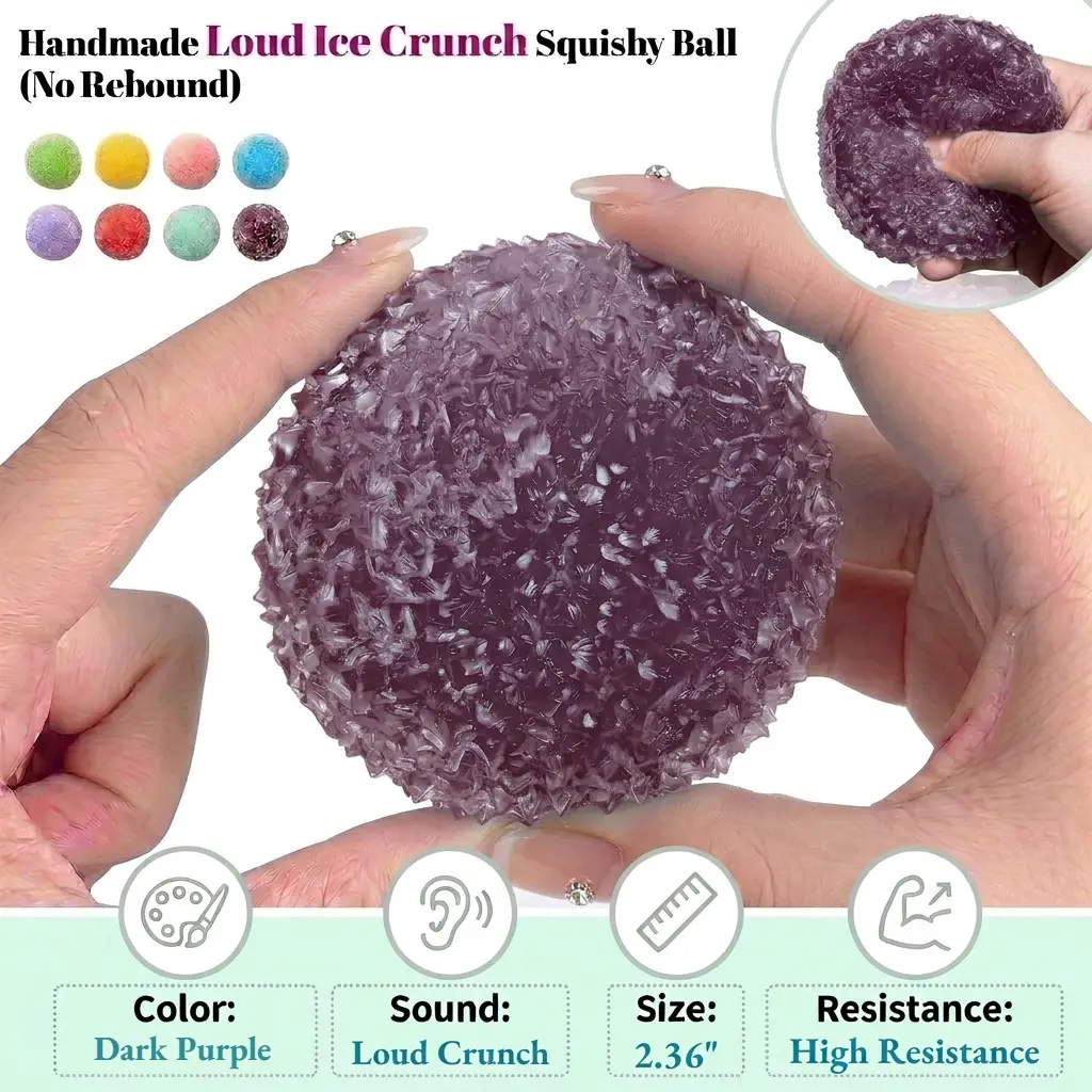 NDD1 No Rebound Handmade Crystal Mochi Dumpling Crunch Squishies - Soft TPR Material Stress Relief Fidget Toy with Crunch Texture, Unisex Developmental Gadget for Anxiety, Teen Gift, Party Favor