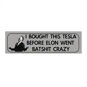 Tesla Bumper Sticker rejecting Elon Musk - Car Decal, Vinyl Sticker, Laptop Decal,