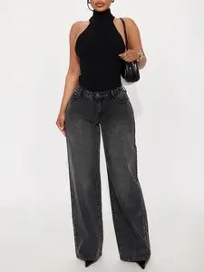 Westside Low Rise Wide Leg Jean - Black Wash
