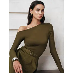 One-Shoulder Long Sleeve Blouse