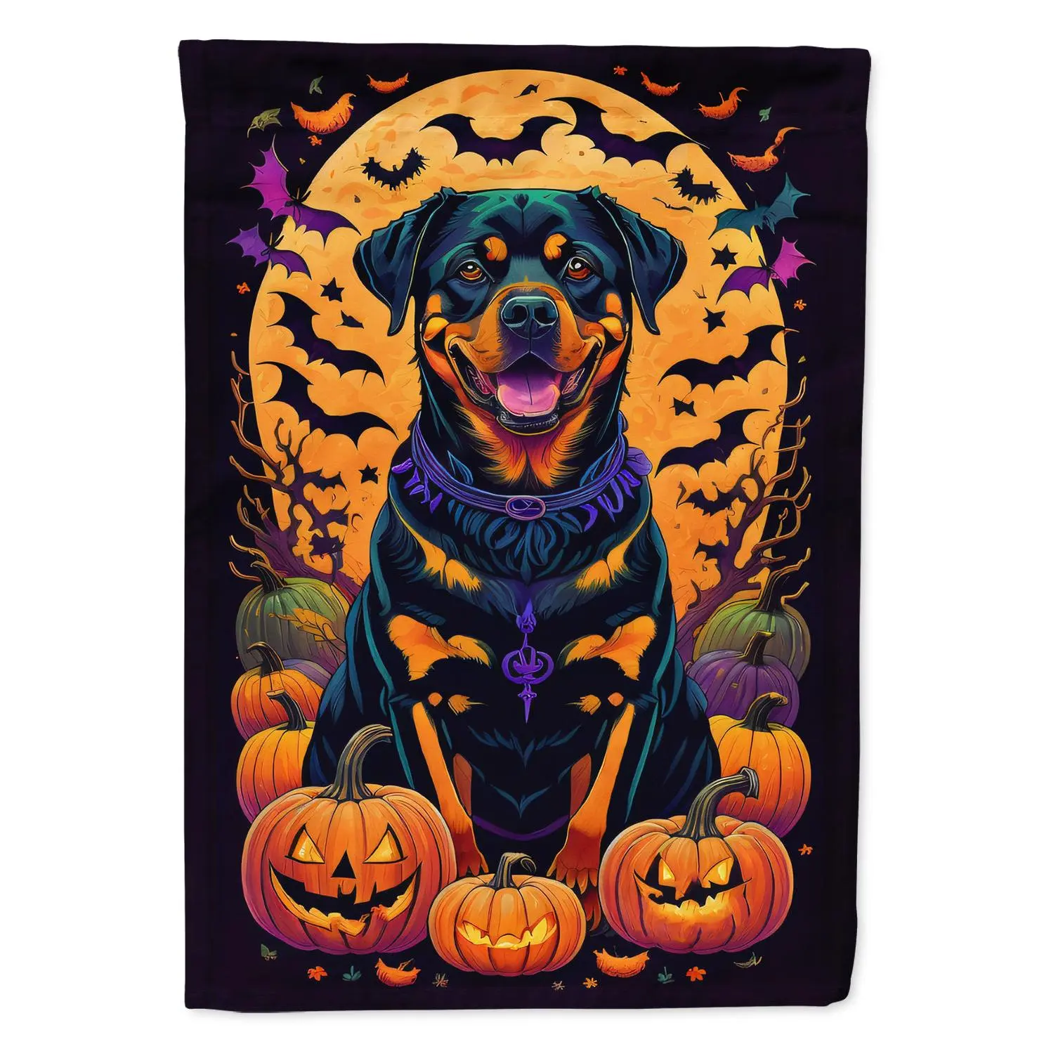Rottweiler Witchy Halloween Garden Flag Mailbox Decorative Yard Banner Outside Patio Artwork for Flower Beds, Garden Size, Multicolor