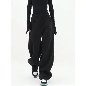 Women's Solid Color Pocket Elastic Waist Sweatpants, Casual Streetwear Trousers for Daily Wear, Ladies Bottoms for Fall & Winter