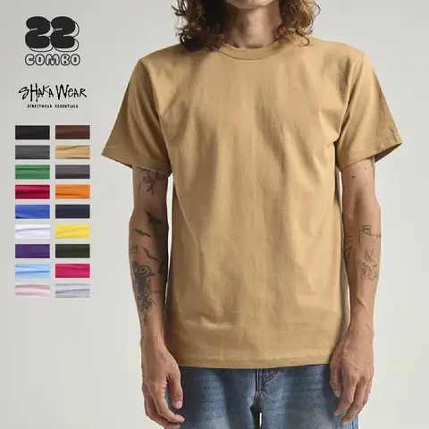 SHAKAWEAR Men's Round Neck Short-Sleeve Cotton T-Shirt - Breathable, Casual Fit, Minimalist, Laid-Back Street Style, Big-Tall (S-5XL), Hip-Hop Inspired Plain Soft Menswear Top