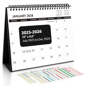 SKYDUE Desk Calendar 2025-2026, Jul 2025 to Dec 2026, 18 Months Small Desk Calendar with Planner Stickers, 10" x 8" Desktop Calendar Planner