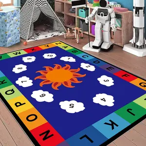 Cartoon Cloud Pattern Floor Mat, 1 Count Non-slip Soft Area Rug, Rectangle Home Decorative Carpet for Living Room Bedroom Nursery