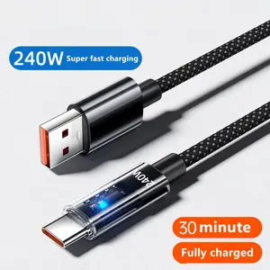 Max 240w USB Type-C Fast Charging Cable, Durable Nylon Braided USB-A to USB-C Line, High-Speed Data Transfer & Power Supply, Modern Design