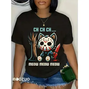 Cotton Ch Ch Ch Meow Meow Meow - Cat Movie Horror T-Shirt