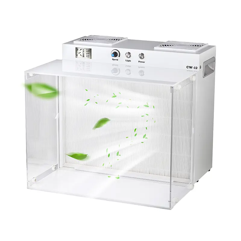 110V Portable HEPA H12 Laminar Flow Hood with LED Light, 17x13in Fan Filter Device for Laboratory Mushroom Spore Inoculation (Includes HEPA 12 Filter)