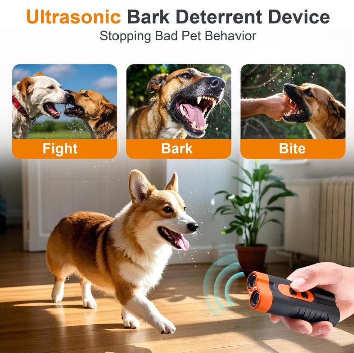 Spring Collection Dog Barking Deterrent Rechargeable, Anti-Barking Tool for Dogs, Ultrasonic Dual Emitter  Security auxiliary training Tool Control Dog Barking , Trainer Barking Silencer Indoor and Outdoor with dog whistle for dog