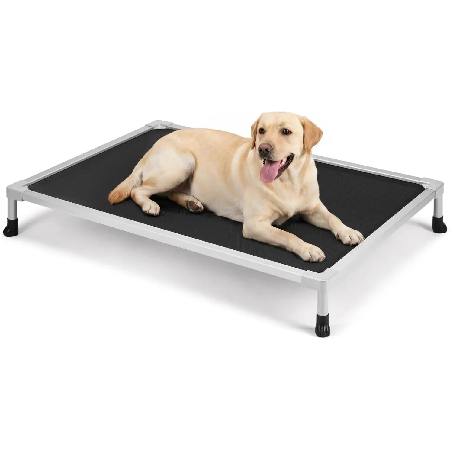 Veehoo Chew Proof Elevated Dog Bed, Pre-Assembled Aluminum durable Dog Cot, 42" | Cooling Raised Dog Bed for Large Dogs, Indestructible Dog Bed for Crate, Breathbale, Non-Slip Feet, Indoor Outdoor
