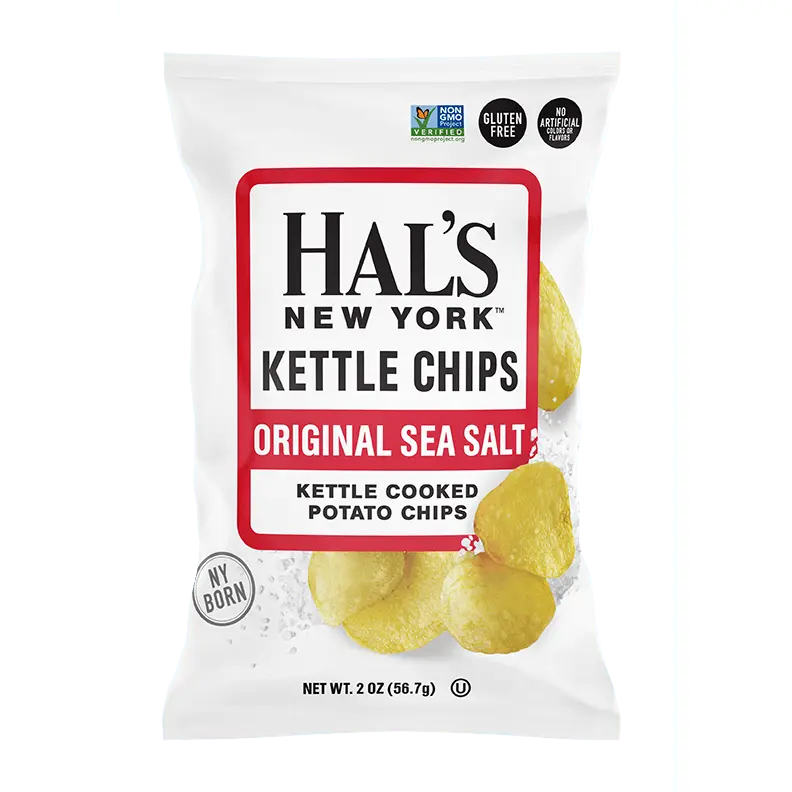 Hal's New York Kettle Cooked Gluten Free Potato Chips, Sea Salt, 2 oz (Pack of 24)