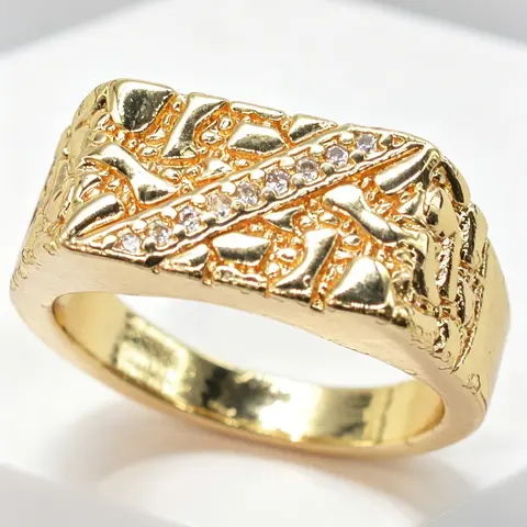 Fashion Geometric Texture Zircon Ring, Elegant Ring, Statement Rings, Vintage Street Style Jewelry, Unisex All-Season Accessory, Perfect Gift for Parties and Occasions, Geometric Design Ring