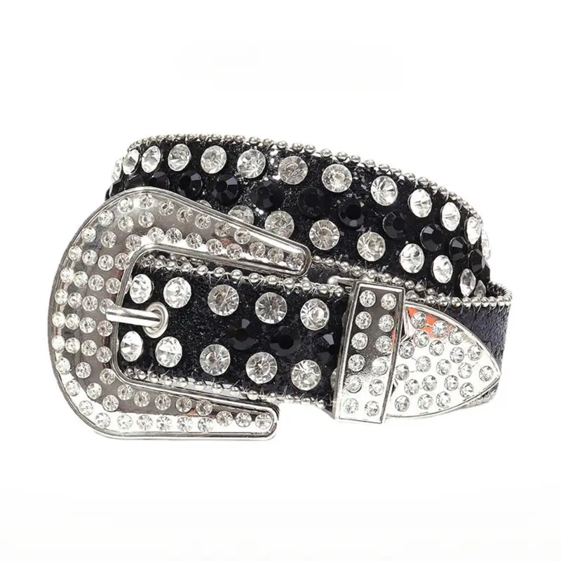 Rhinestone Studded Buckle Belt for Kids & Teens - 75-95cm Adjustable Sparkly Crystal Belt, Shiny Party & Performance Accessory, Decorative Belt, Stylish Belts, Dance Belt, Costume Waist Belt