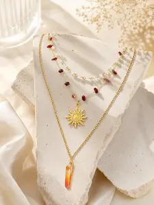Layered crystal sun necklace, goth bohemian hippie summer beach necklace, bohemian hippie jewelry, christmas jewelry gift for women, Daily Wear Necklace #Fashionweek#Fallfreshness