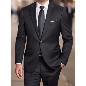2pcs Men's Set Jacket Suit and Trousers Elegant Business Casual Banquet Party Formal Long Sleeve Workwear Clothes