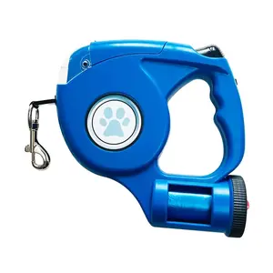 Automatic Retractable Dog Leash with Built-in Garbage Bag, Extendable Design, LED Light Feature, and Adjustable Anti-Slip Handle for Enhanced Comfort and Control NONE