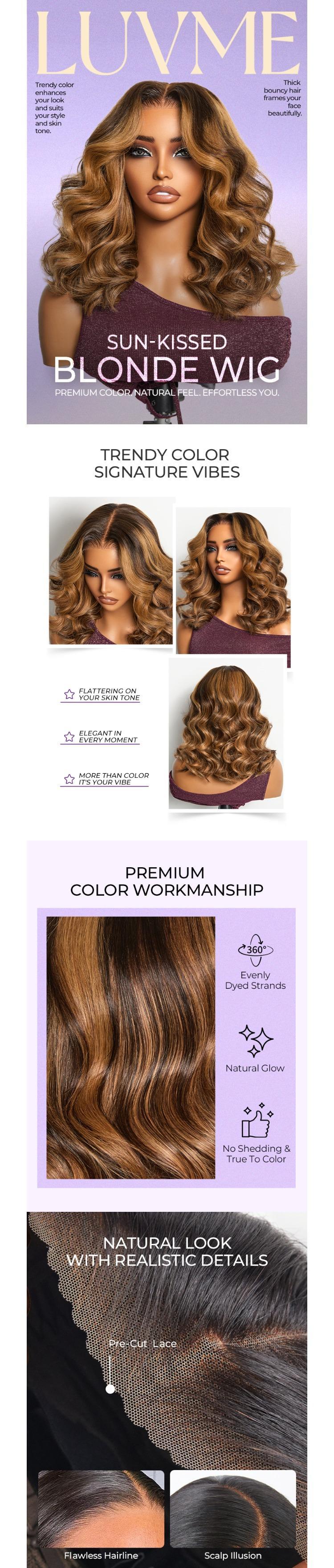 【LIVE】Sun-Kissed Warm Tone Brown with Blonde Highlights 180% Density Loose Wave Glueless 5x5 Closure Lace Wig Pre-Cut Lace