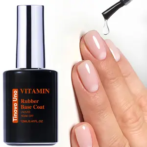 Tinovo Uno Vitamin Rubber Base Gel 12Ml, Thick Texture, Long-Lasting Shine, High Viscosity, Suitable for Thin And Soft Nails, Perfect for Home Or Salon Manicures.