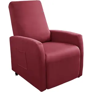 Recliner Chair Covers 4 Pcs Waterproof Small Recliner Sofa Slipcover Stretch Recliner Slipcover for Lazyboy Recliner Chair with Storage Pocket Furniture Protector for Living Room, Wine Red